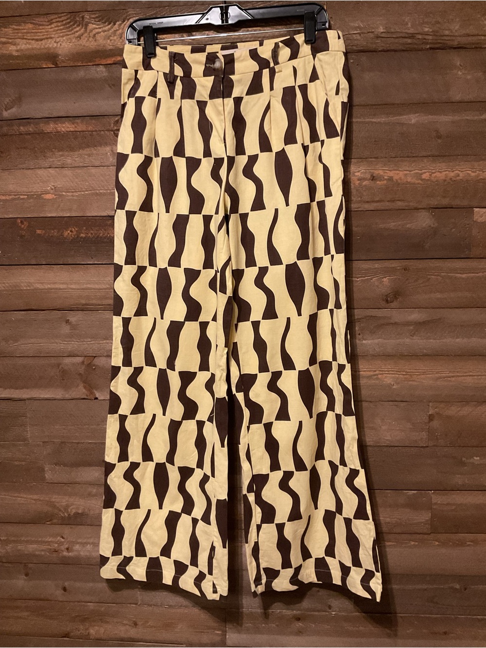 Women’s Molly Green Yellow And Brown Geometric Pattern Pants Size Medium